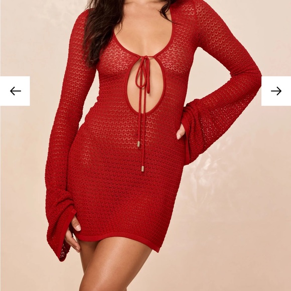 Monday Swimwear MONTEGO MINI TIE DRESS - CHERRY LACE CROCHET - Picture 2 of 9